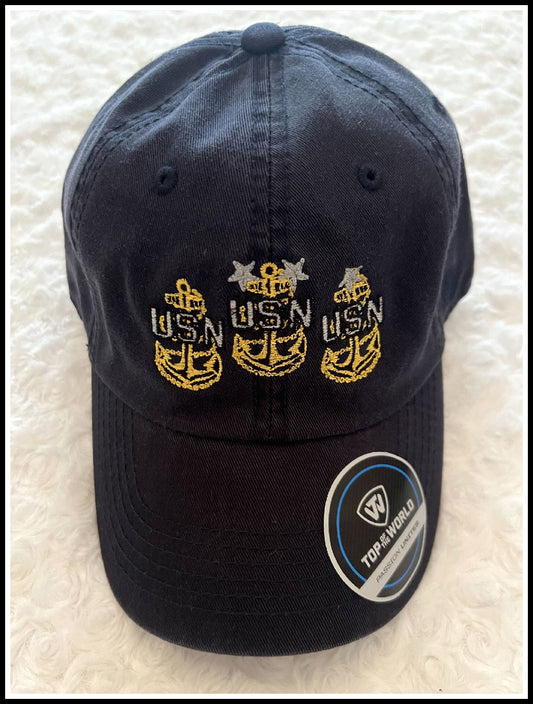 3 Anchors Navy Blue CPO Hat