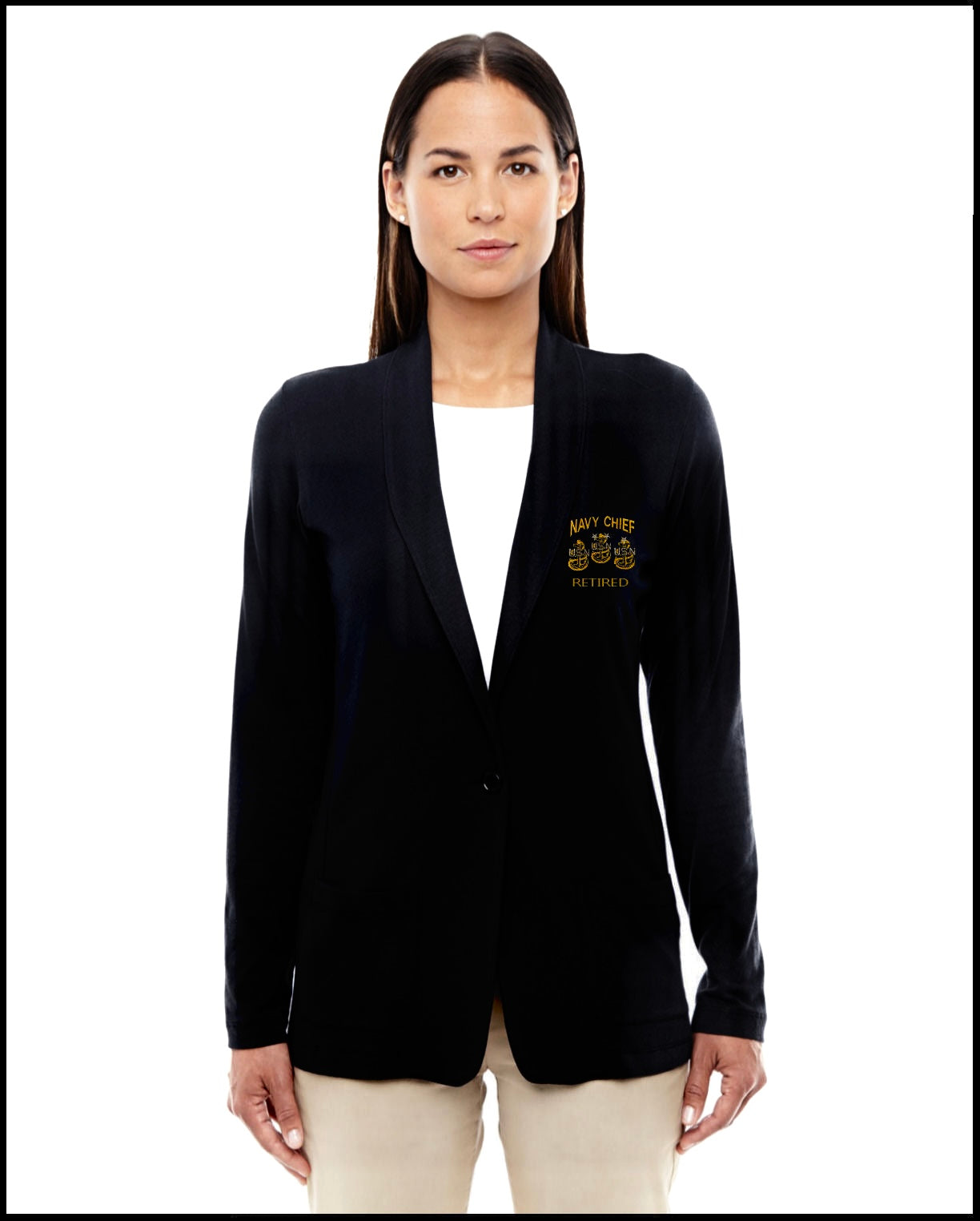 Retired Navy Chief Black Cardigan