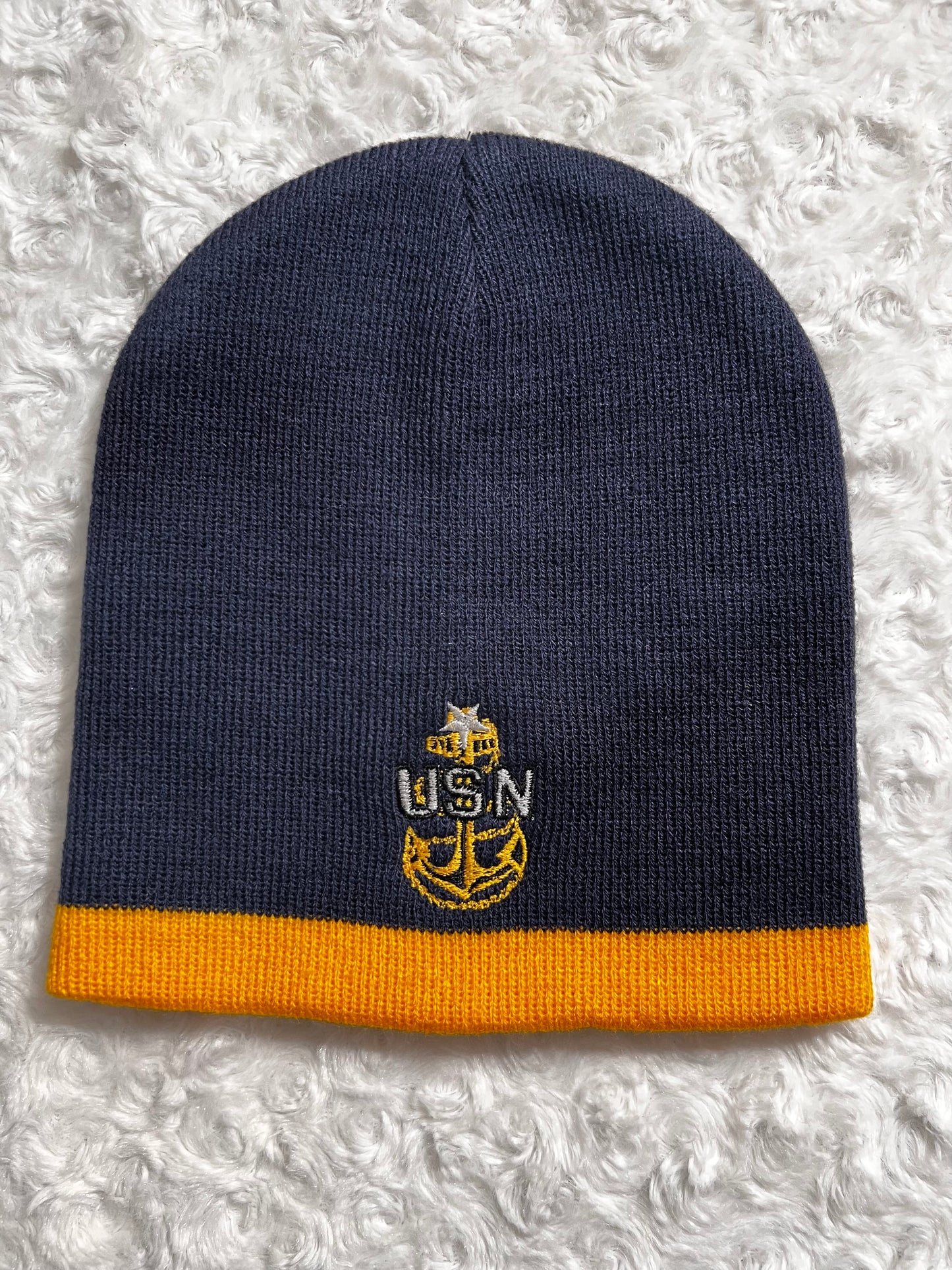 CPO Two Tone Knit Beanie Navy Blue