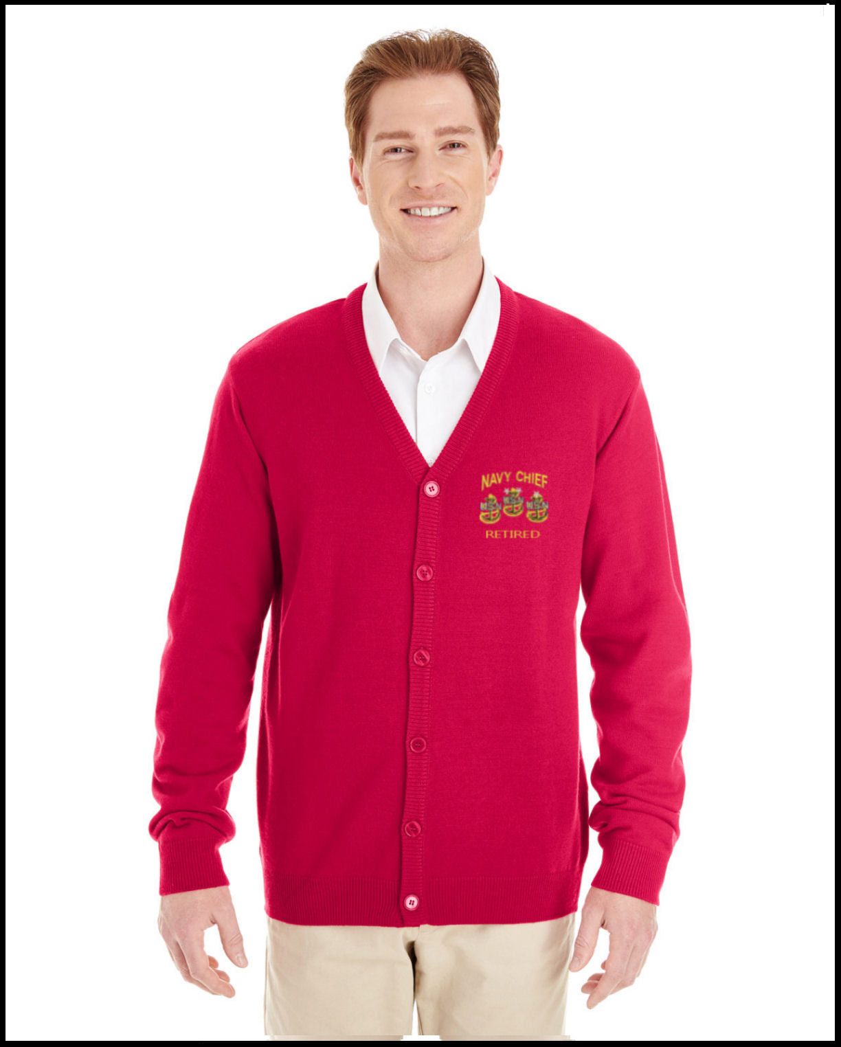Retired Navy Chief Red Button Up Cardigan
