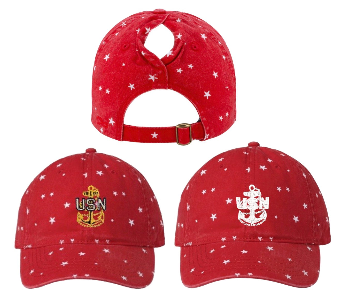 Red and Stars CPO Ponytail Hat