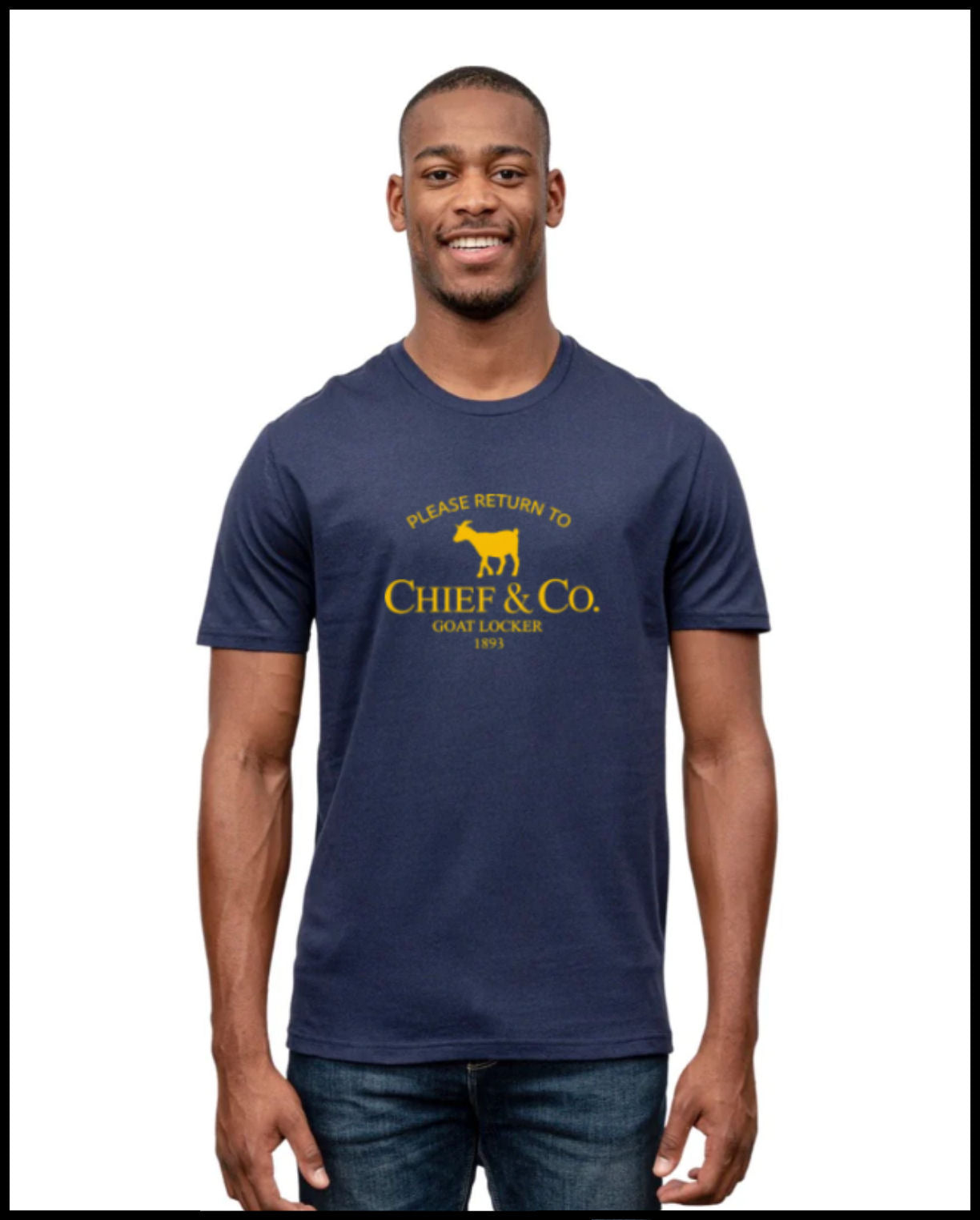 Return To Goatlocker Navy Golden Yellow T Shirt Chief Company