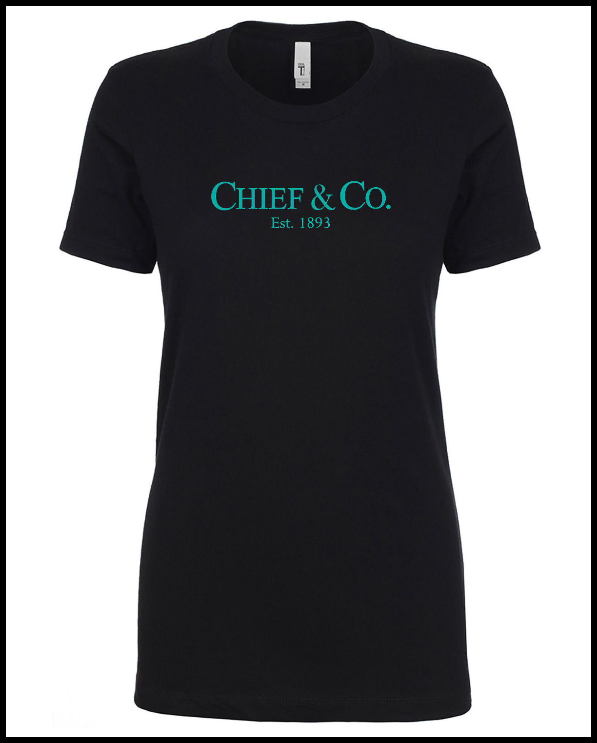 Chief & Company Black & Tahiti Blue Ladies Cut T-Shirt