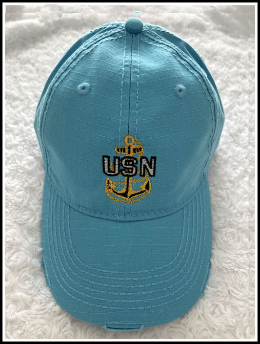 Aqua Distressed CPO Hat