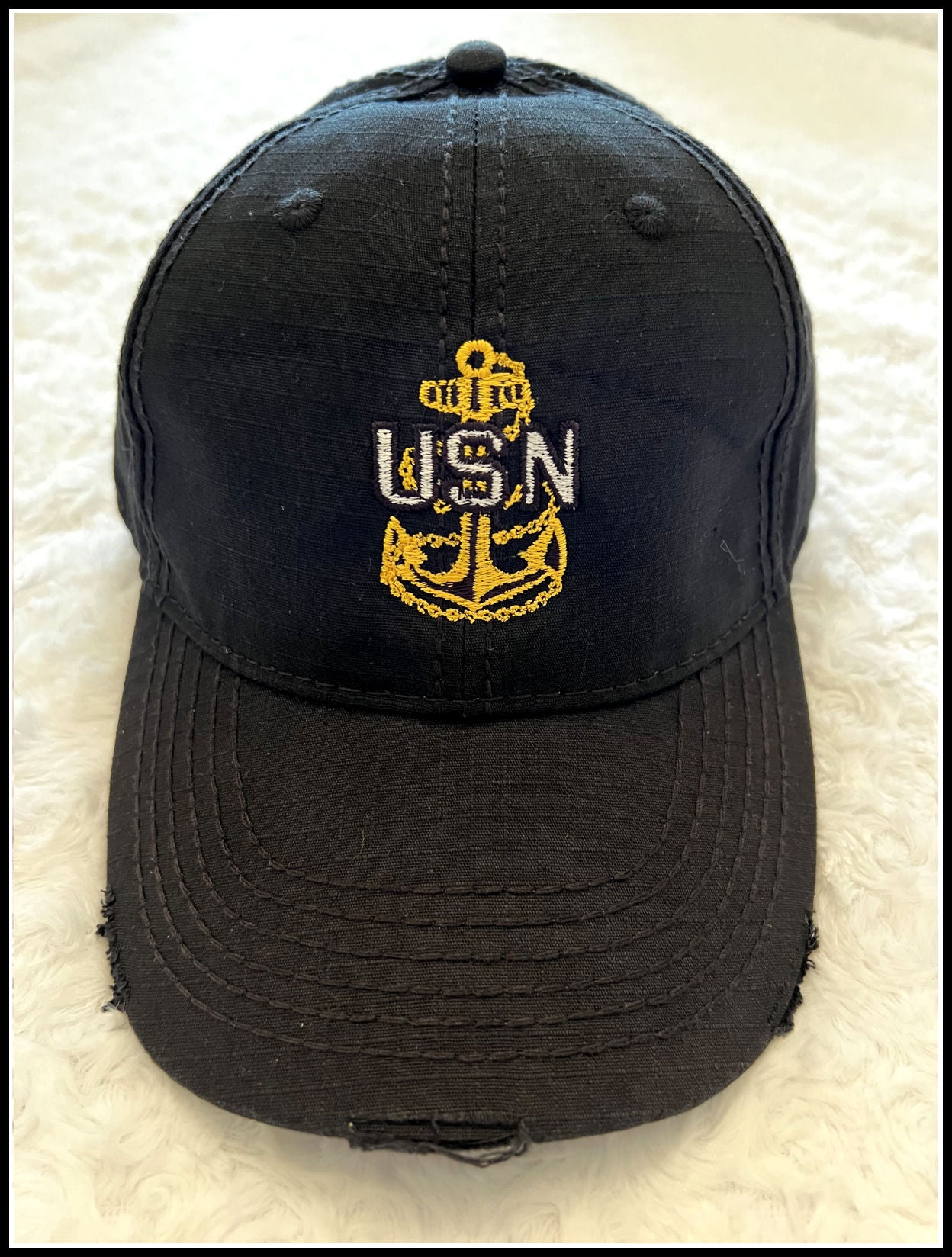 Black Distressed CPO Hat