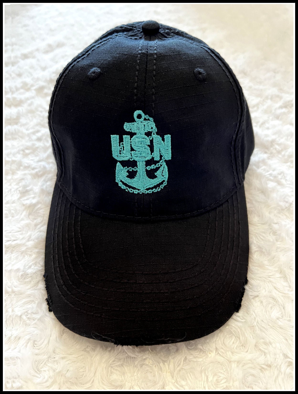 Black & Tahiti Blue Distressed CPO Hat