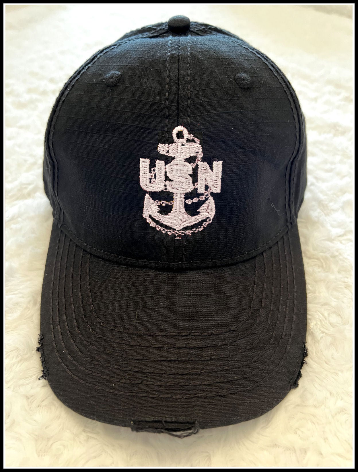 Black & White Distressed CPO Hat