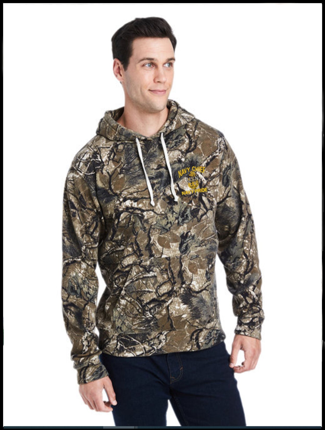 Navy Chief Navy Pride Embroidered Outdoor Camo Hooded Sweatshirt