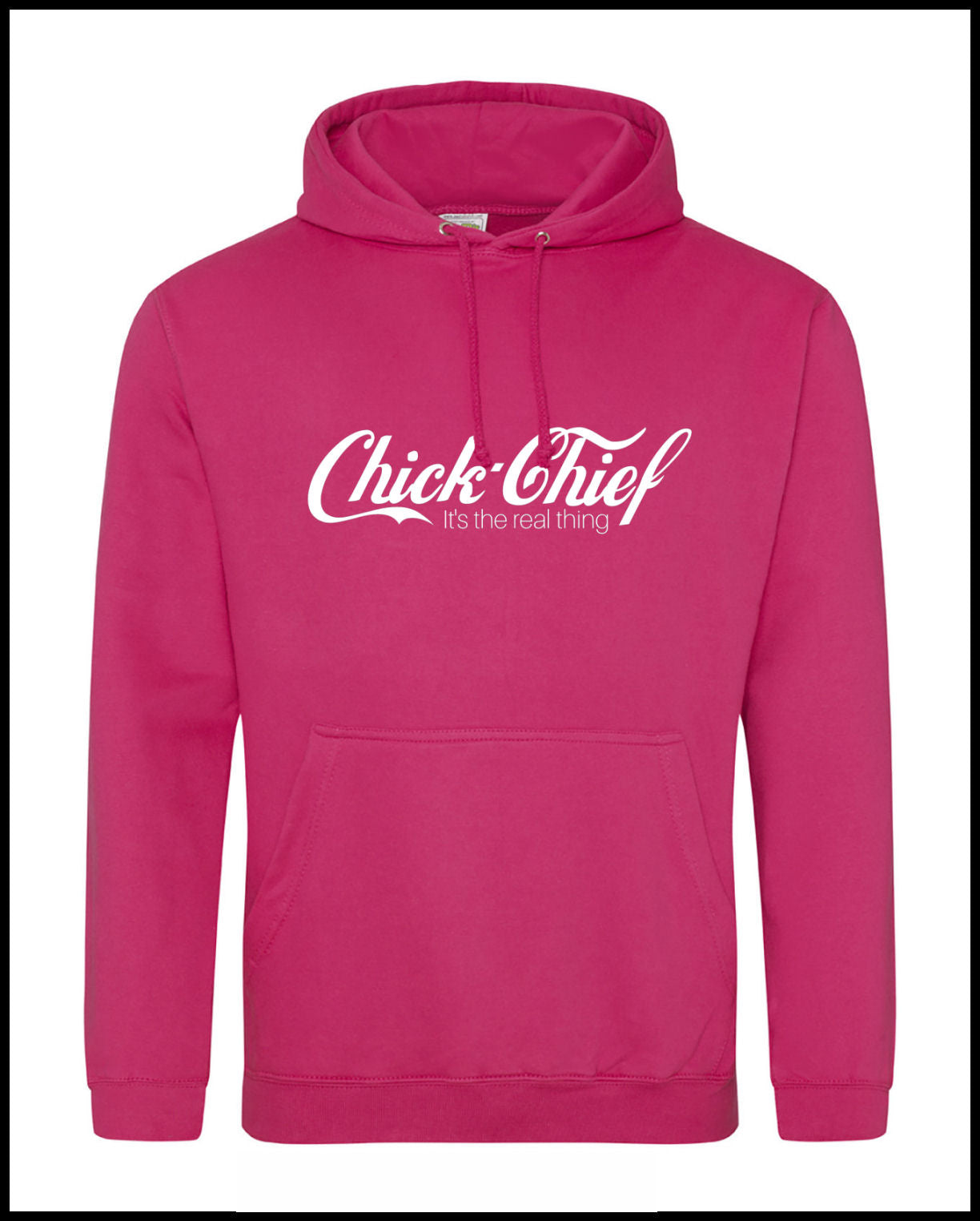 Chick Chief Hot Pink & White Hooded Sweatshirt