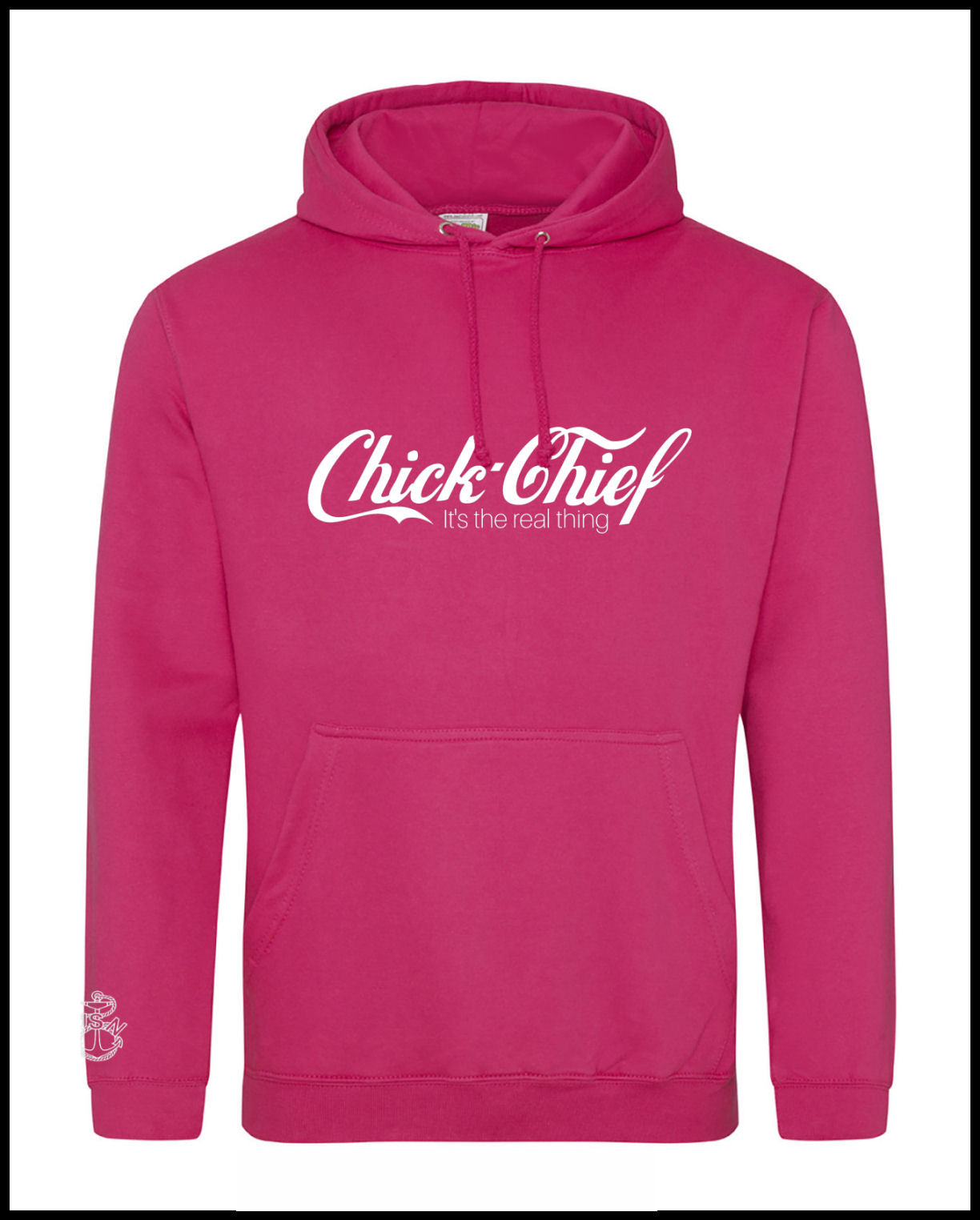Chick Chief Hot Pink & White Hooded Sweatshirt