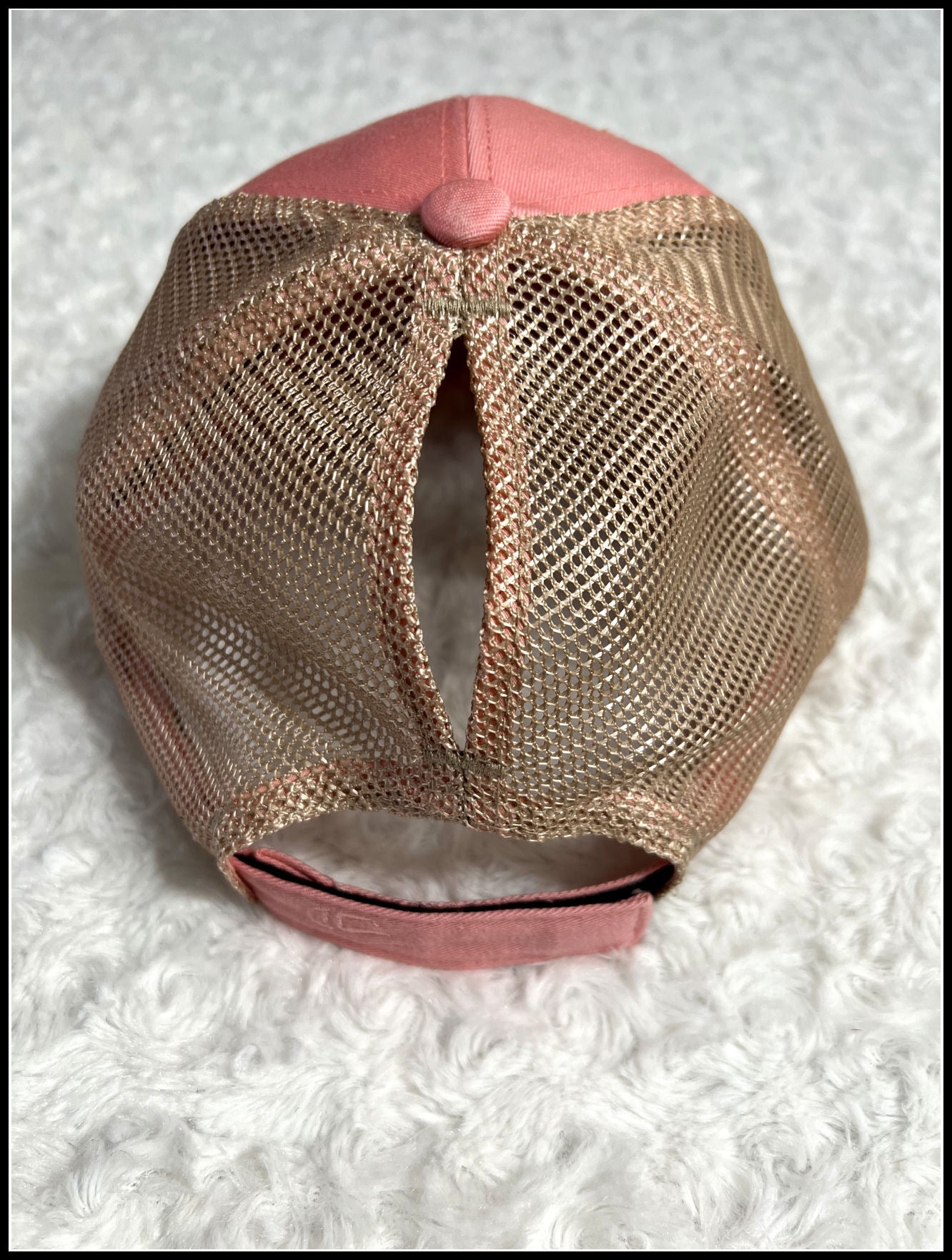Light Coral and Tan CPO Ponytail Trucker Hat