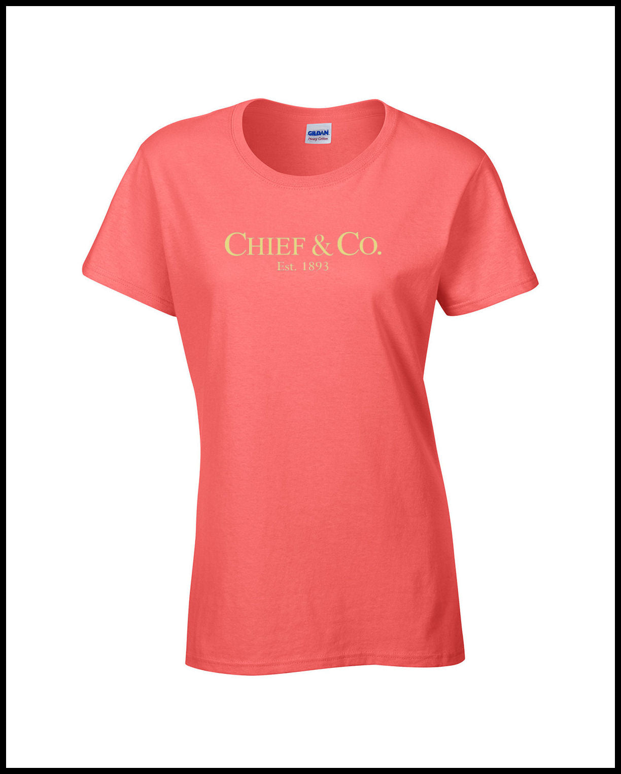 Chief & Company Coral & Cream Ladies Cut T-Shirt