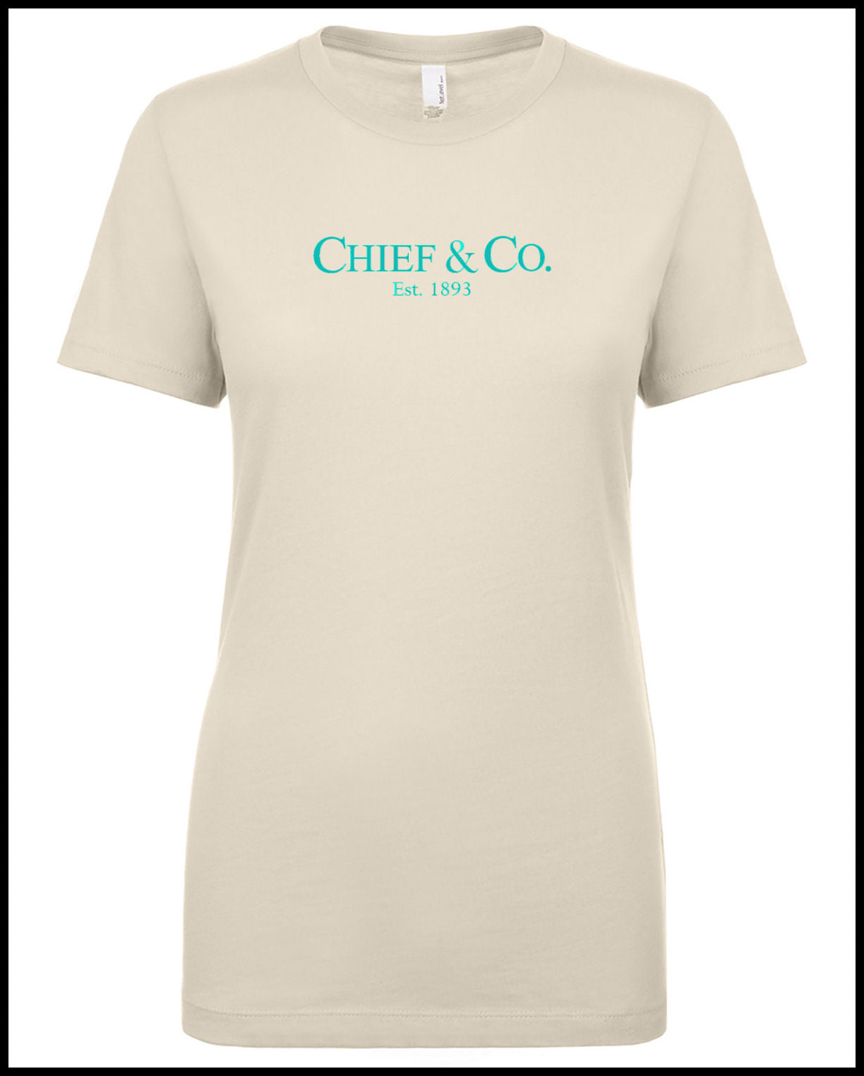 Chief & Company Light Cream & Tahiti Blue Ladies Cut T-Shirt