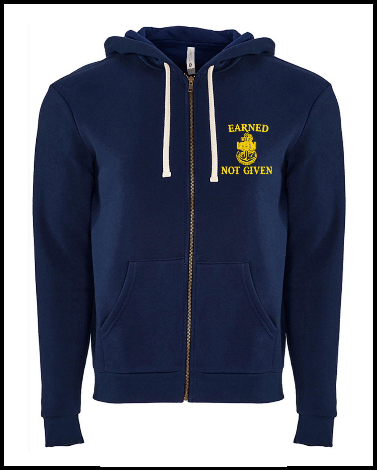 Earned Not Given Navy Blue Zipped Hooded Sweatshirt