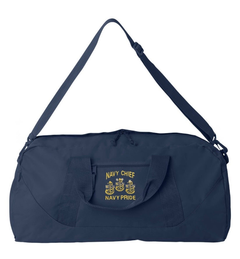 23 1/2" Large Duffel Bag Embroidered Navy Chief Navy Pride Navy Blue