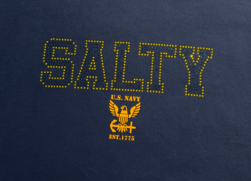 Rhinestone Salty Navy Hooded Sweatshirt