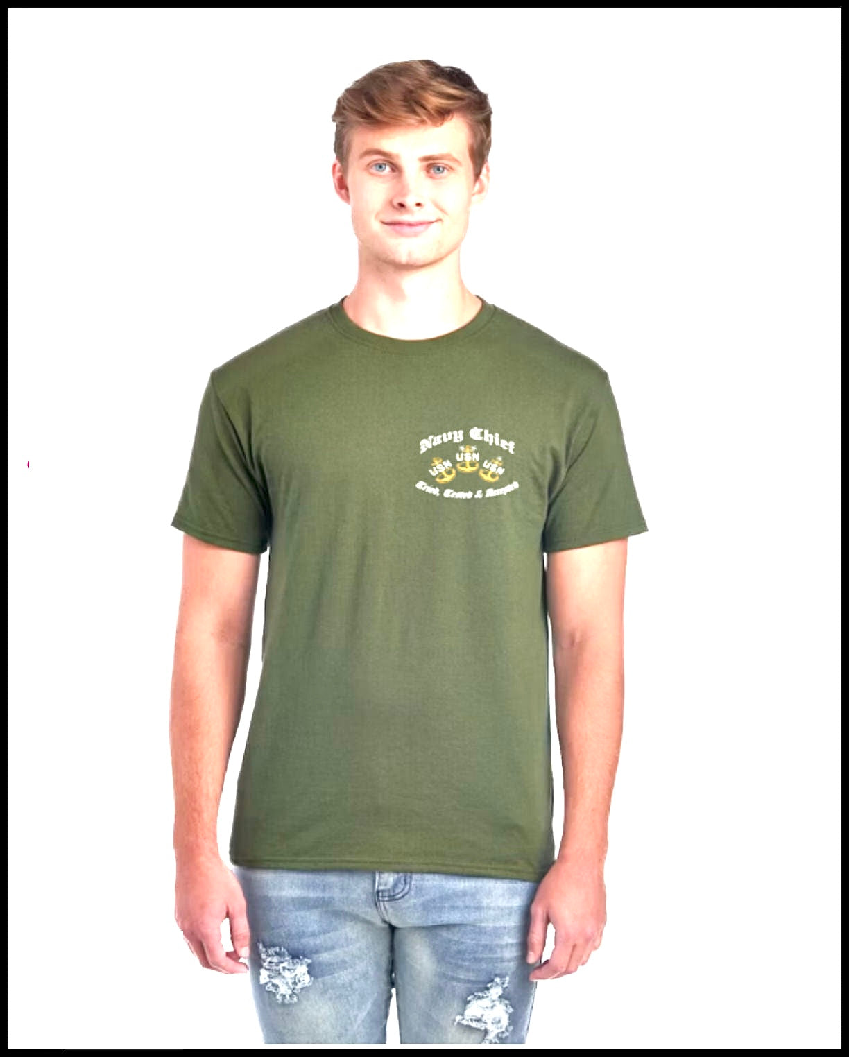 Chief Punisher Goat Military Green Cotton T-Shirt
