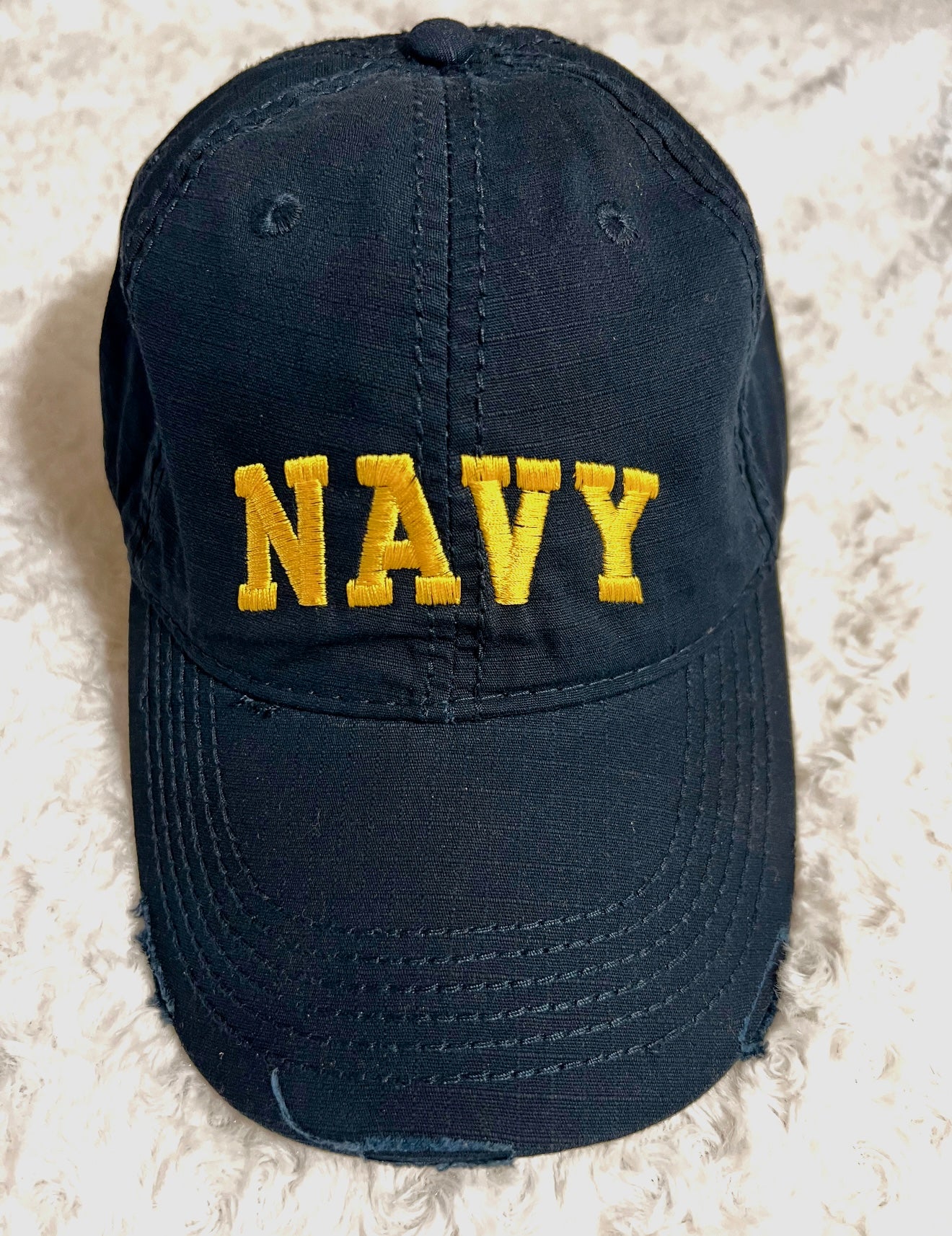 Navy Blue Distressed NAVY Hat