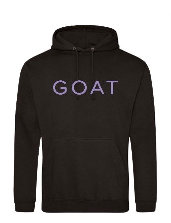 Light Purple GOAT on Black Hooded Sweatshirt