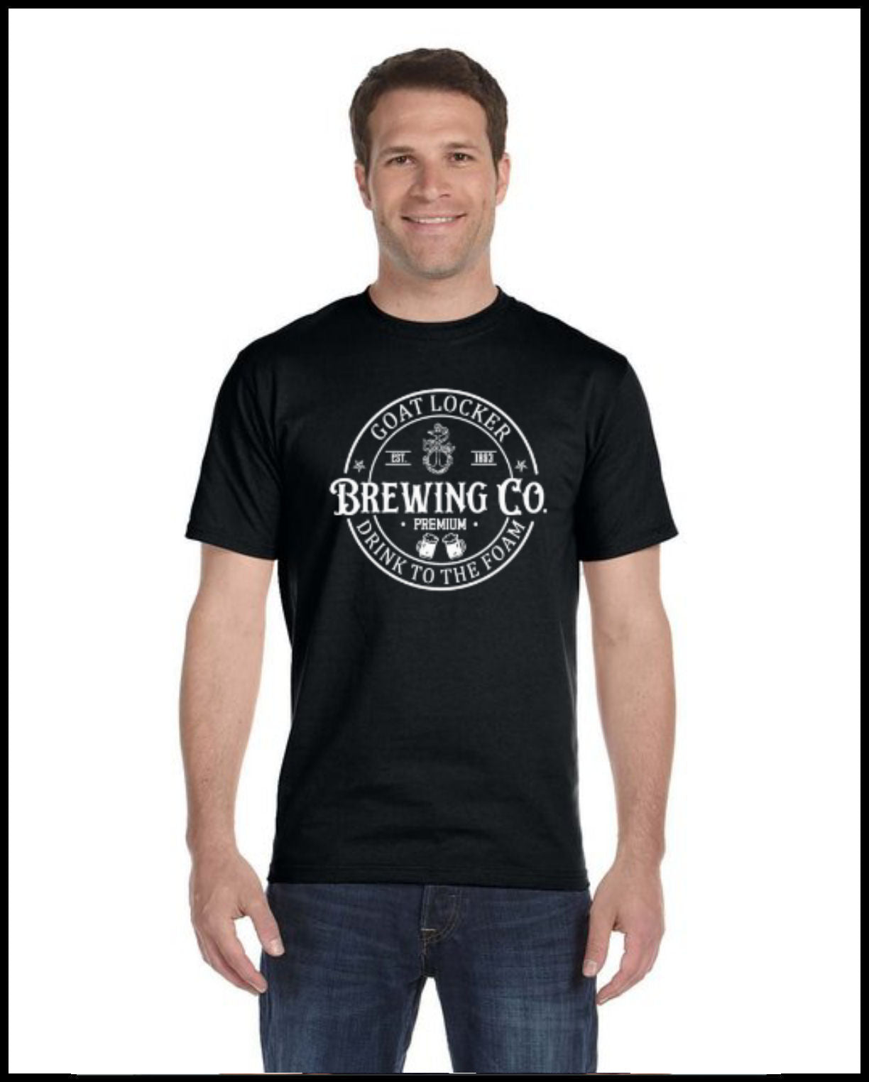 Goat Locker Brewing Company Black & White Crewneck T-Shirt