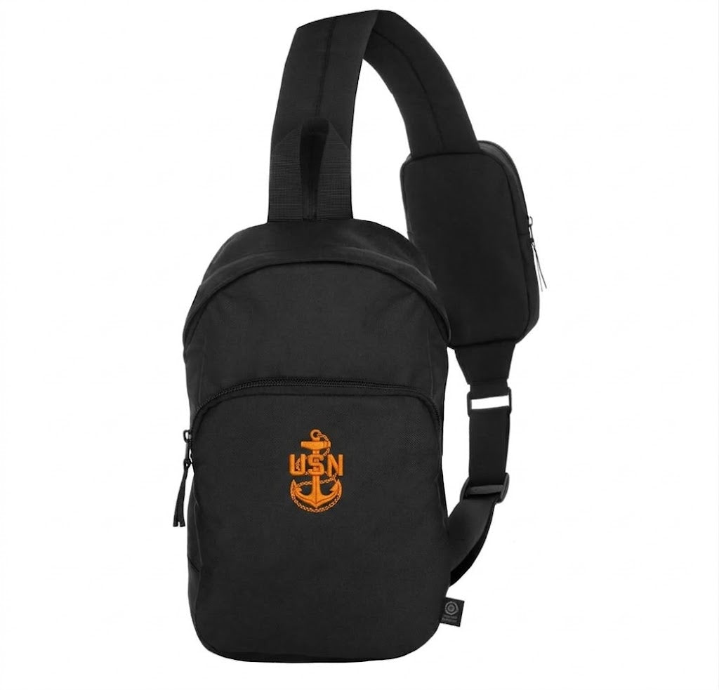 Black CPO Sling Bag with Orange Anchor