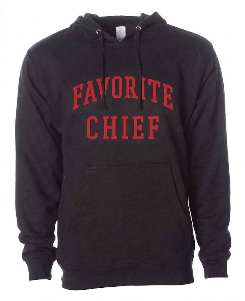 Black Hooded Sweatshirt with Red Favorite Chief