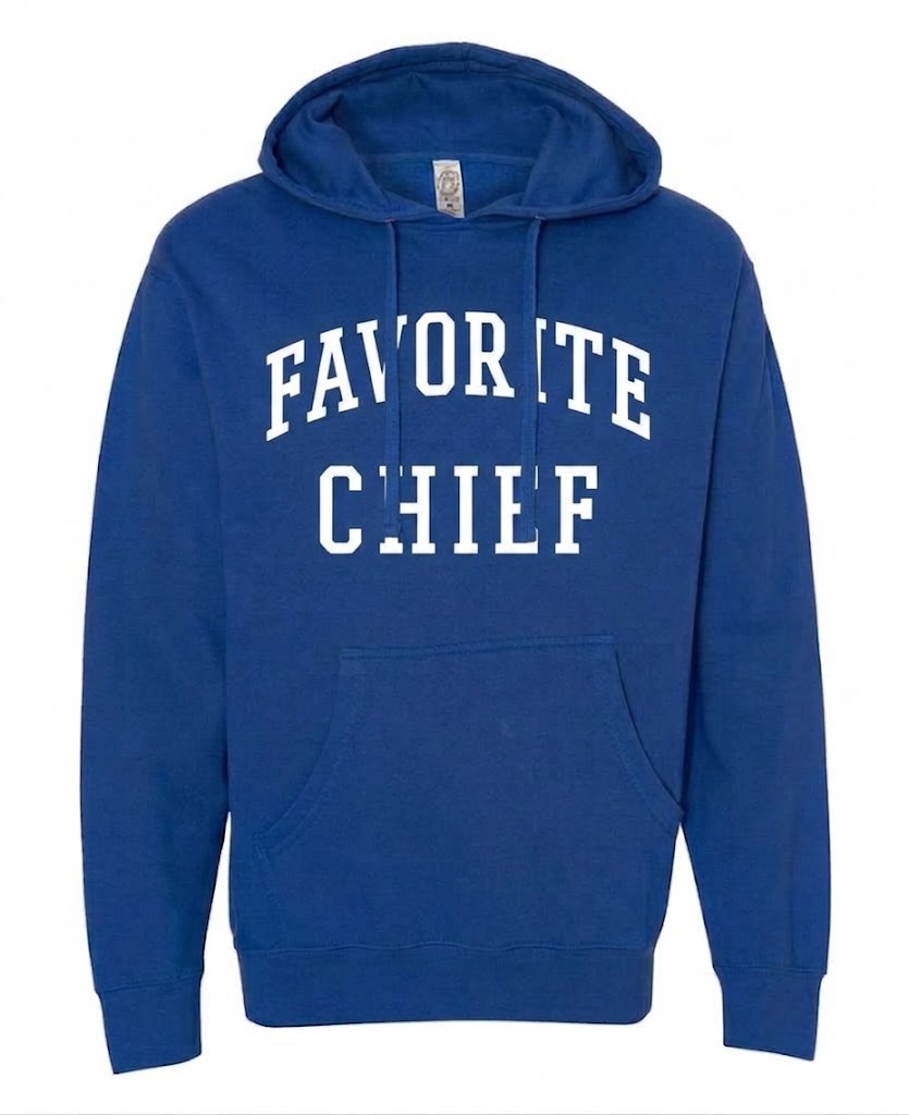 Royal Blue Hooded Sweatshirt with White Favorite Chief