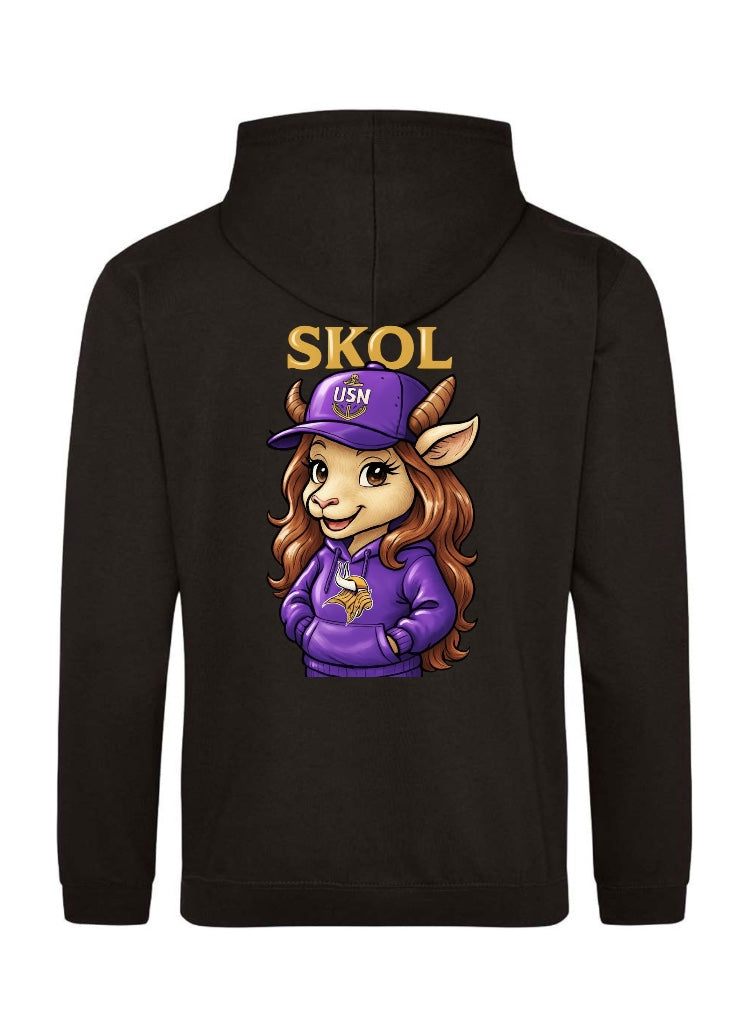 SKOL Female Goat Black Hooded Sweatshirt