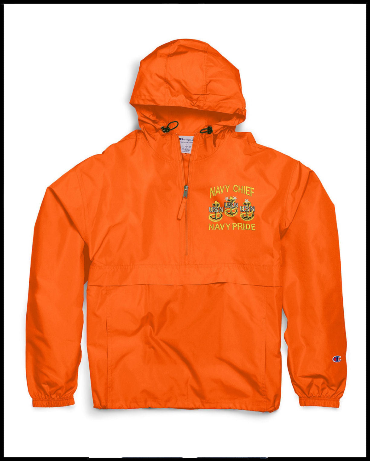 Orange Champion Team Goat Navy Chief Navy Pride Quarter-Zip Windbreaker