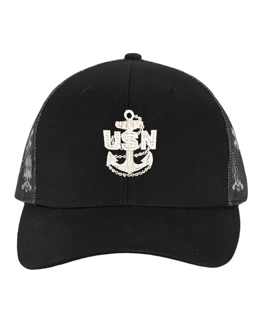 Black & White Skull CPO Trucker Hat