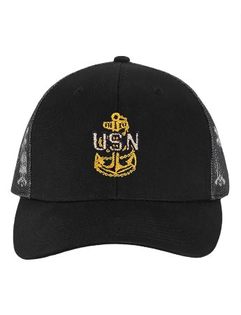 Black & White Skull CPO Trucker Hat