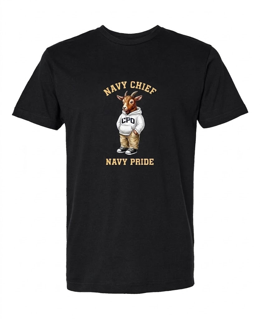 Navy Chief Navy Pride CPO Goat Black T-Shirt
