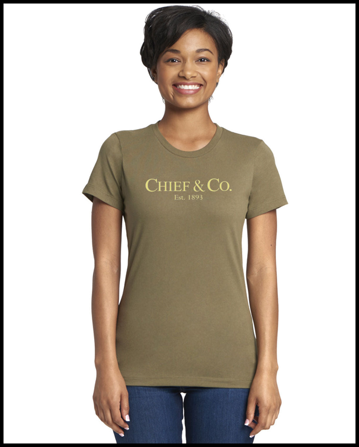 Chief & Company Military Green & Creme Ladies Cut T-Shirt