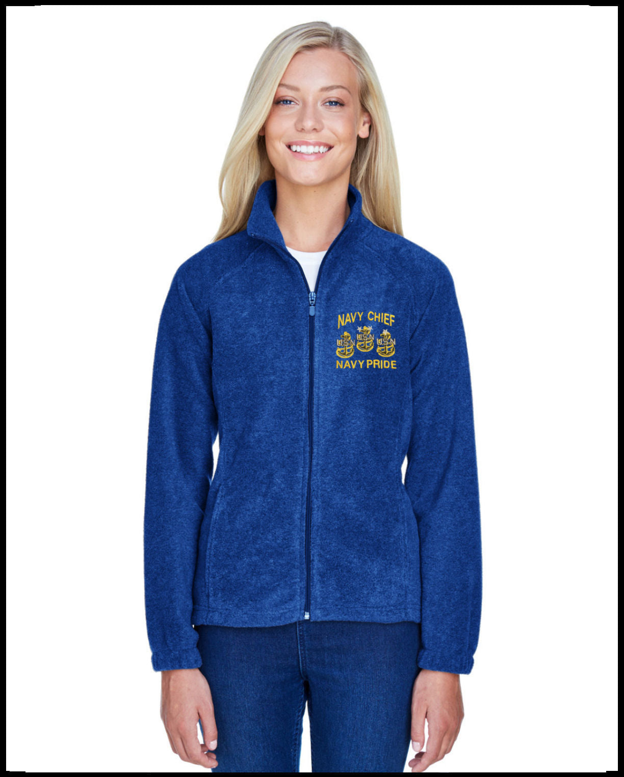 Ladies Royal Blue Navy Chief Navy Pride Fleece Jacket
