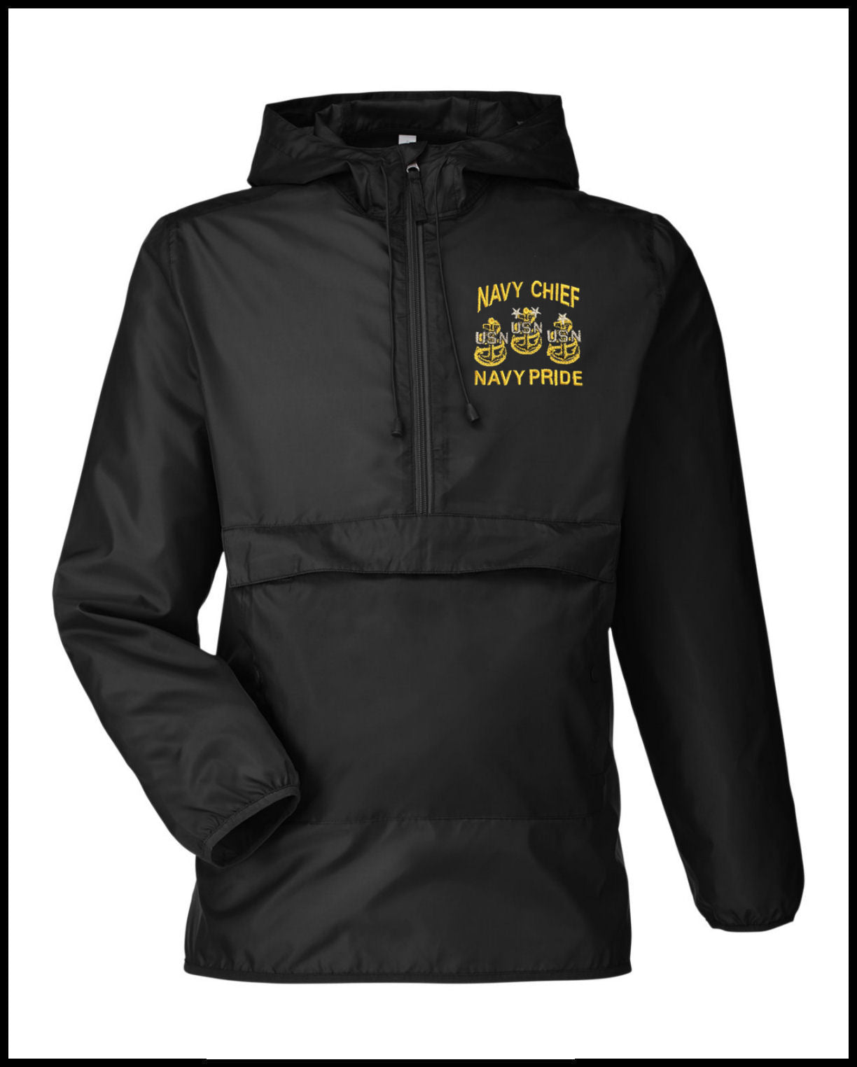 Black Navy Chief Navy Pride Quarter-Zip Windbreaker