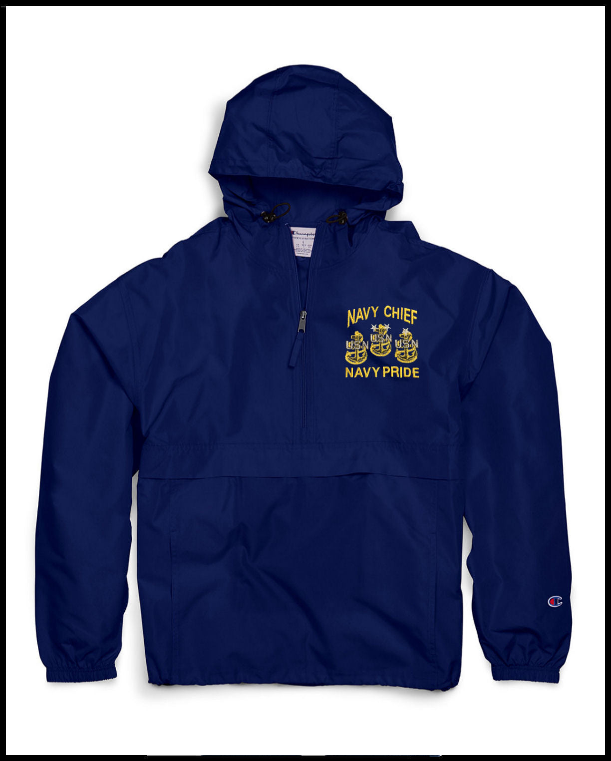 Navy Blue Champion Navy Chief Navy Pride Quarter-Zip Windbreaker