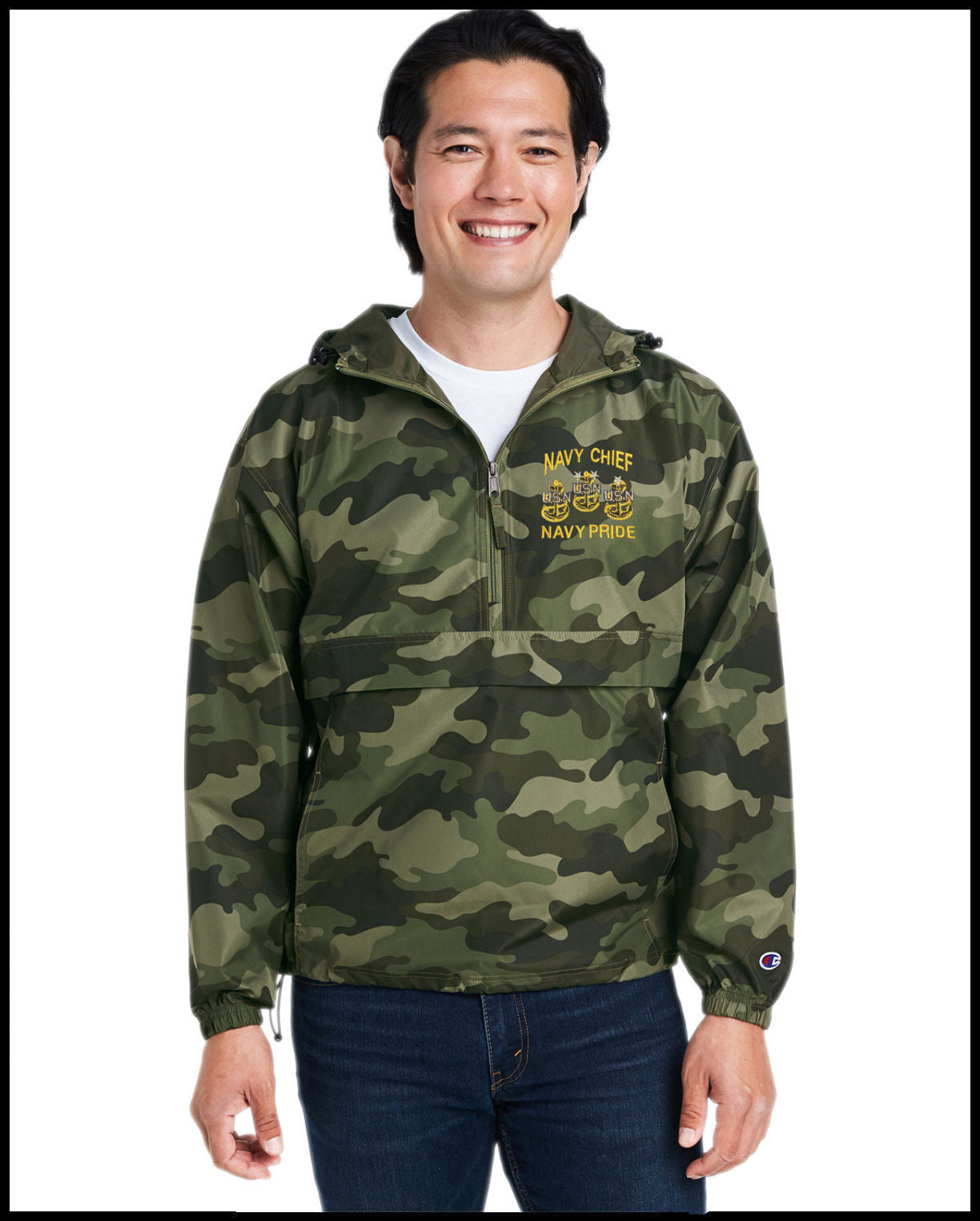 Camouflage Champion Navy Chief Navy Pride Quarter-Zip Windbreaker
