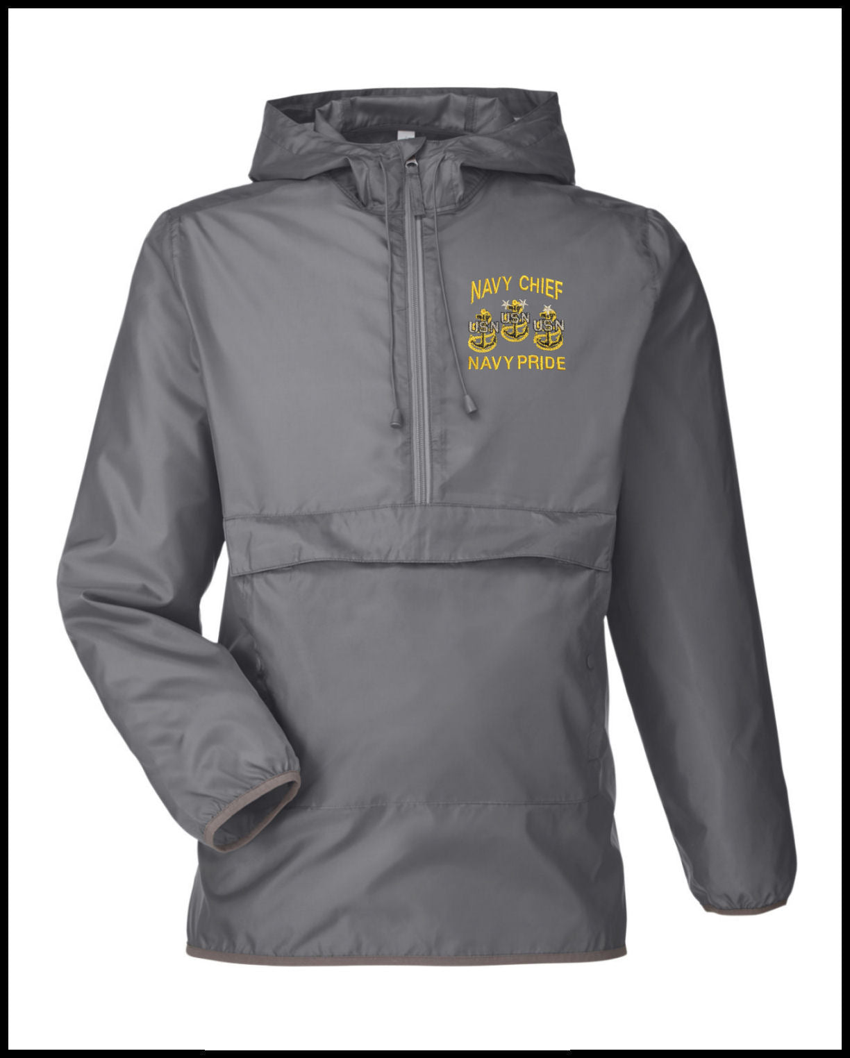 Grey Navy Chief Navy Pride Quarter-Zip Windbreaker