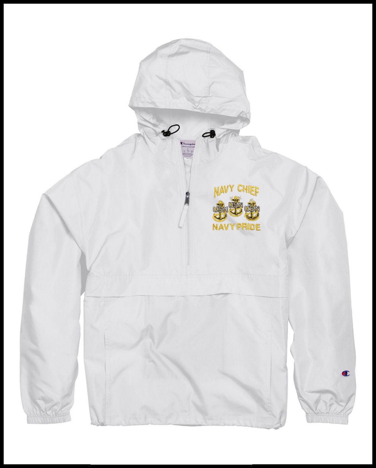 White Champion Navy Chief Navy Pride Quarter-Zip Windbreaker