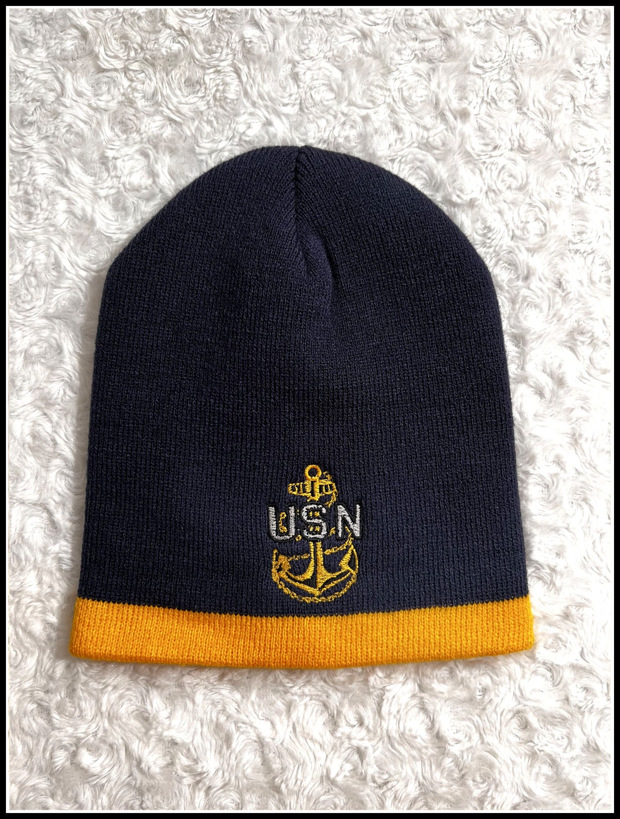 CPO Two Tone Knit Beanie Navy Blue