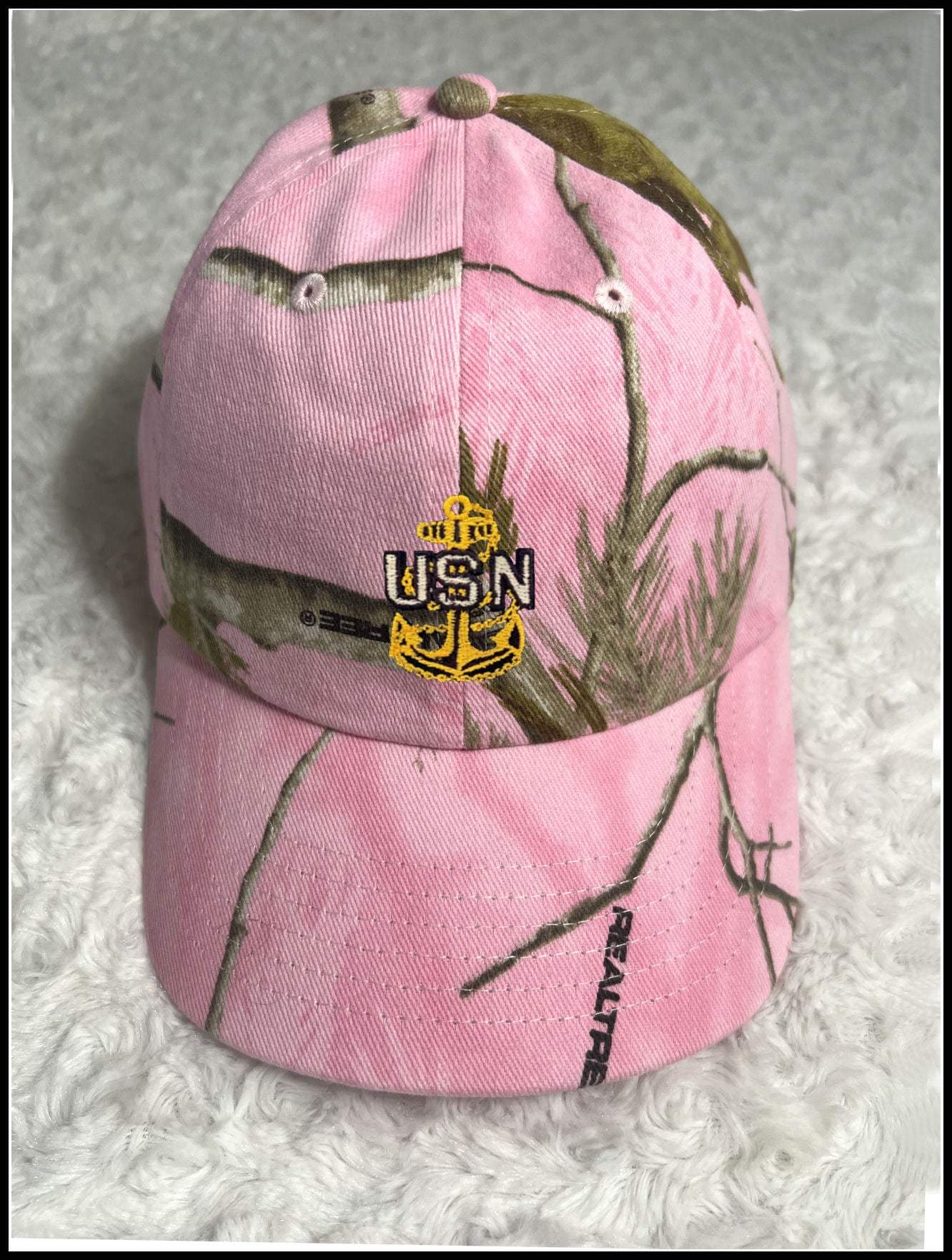 Real Tree Light Pink Hunters Camo and Gold CPO Hat