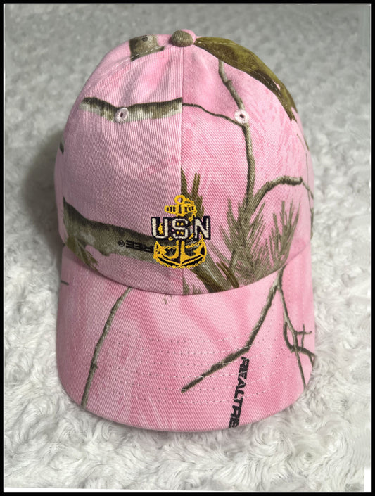 Real Tree Light Pink Hunters Camo and Gold CPO Hat