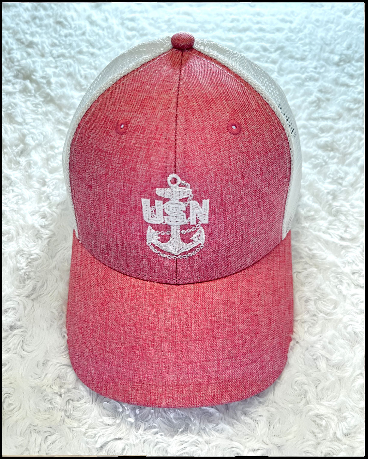 Pink and White CPO Ponytail Hat