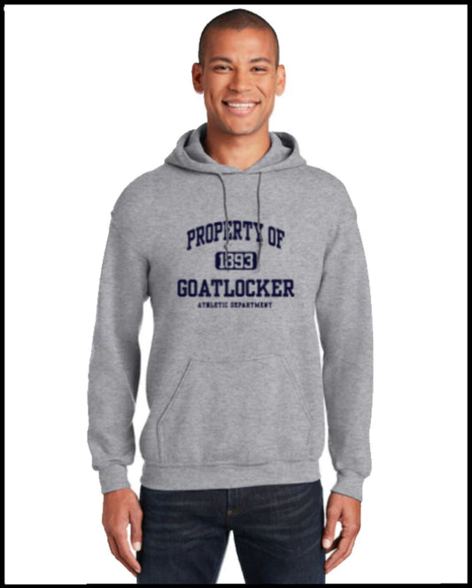 Property of Goat Locker Sports Gray & Navy Hooded Sweatshirt