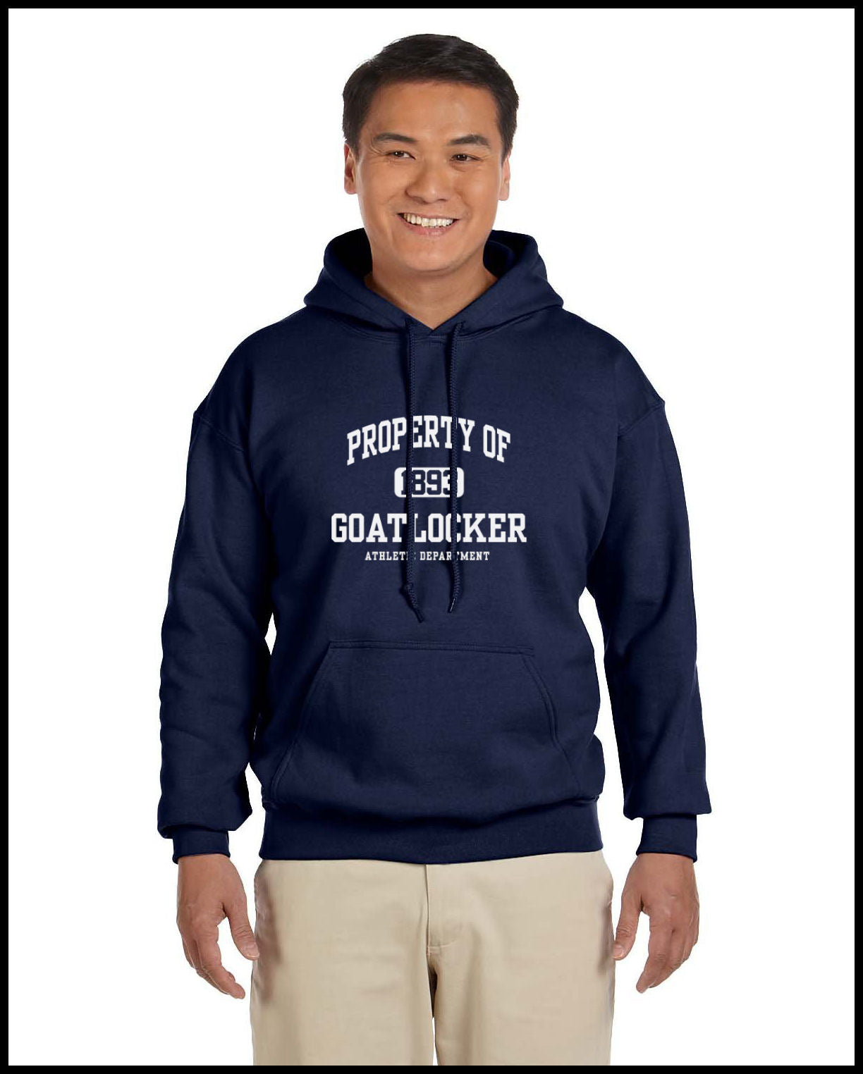 Property of Goat Locker Navy & White Hooded Sweatshirt