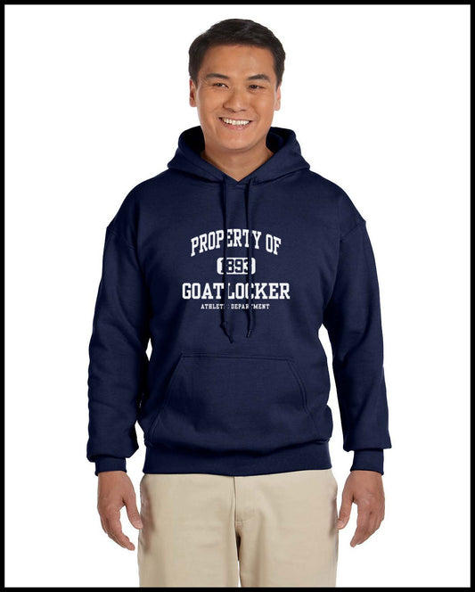 Property of Goat Locker Navy & White Hooded Sweatshirt