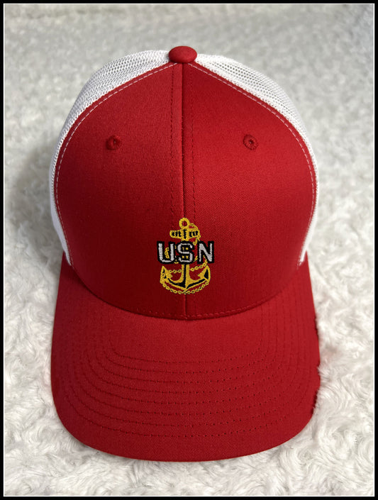 Red & White CPO Trucker Hat