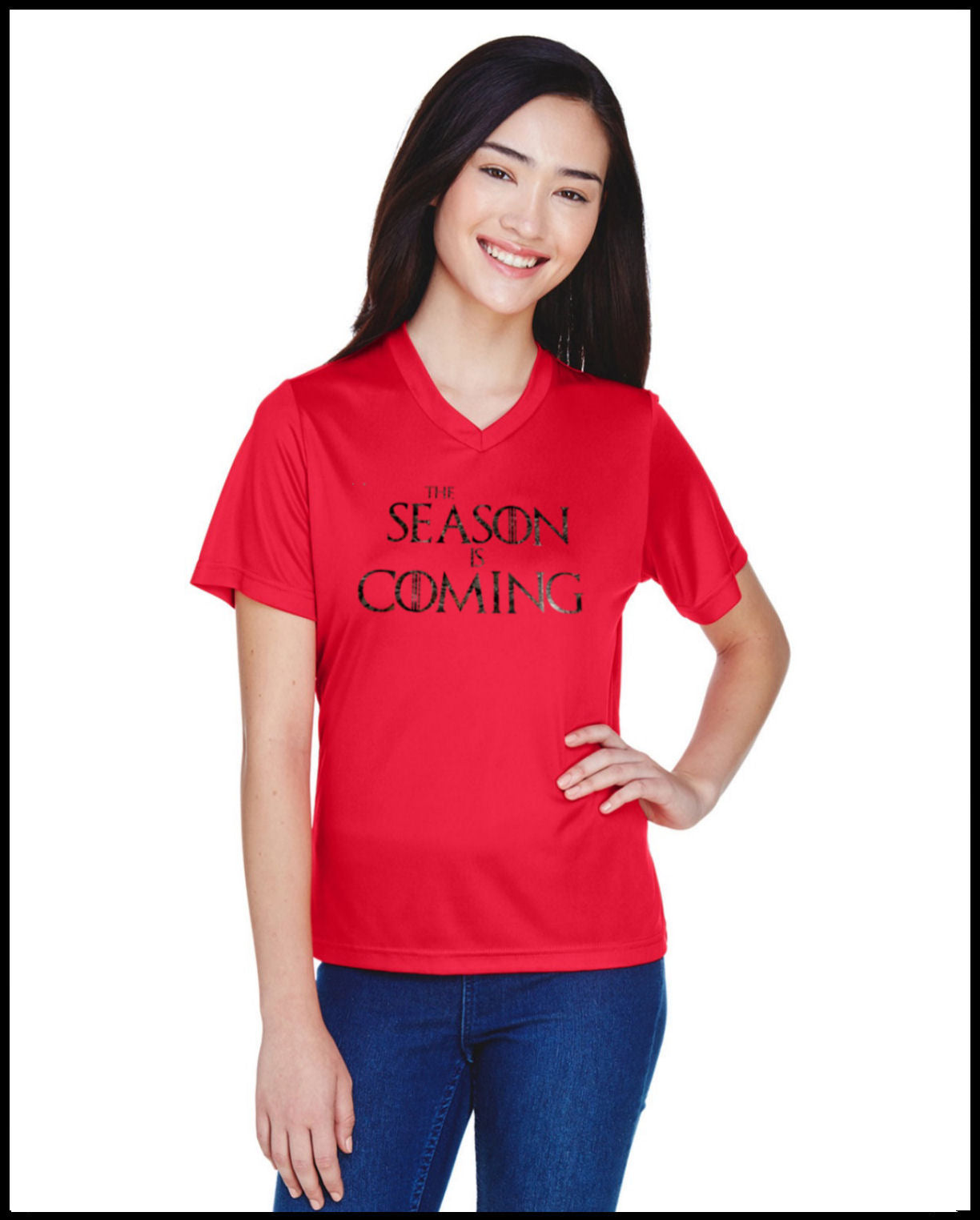 The Season Is Coming Red & Hunters Camo Dry Fit T-Shirt