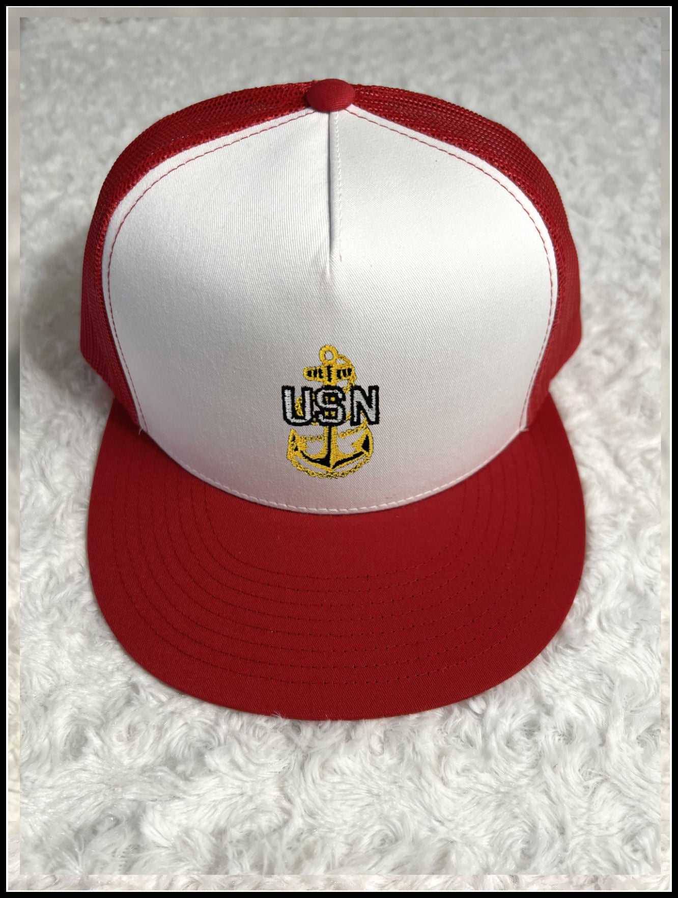 White & Red CPO Trucker Hat
