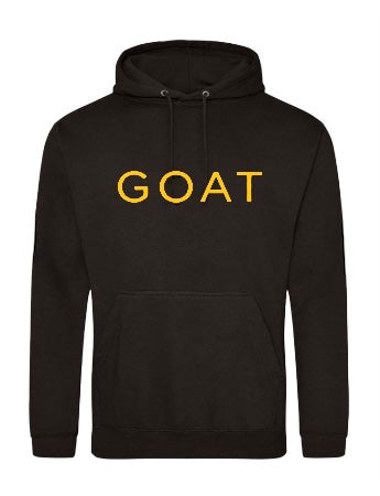 Golden Yellow GOAT on Black Hooded Sweatshirt